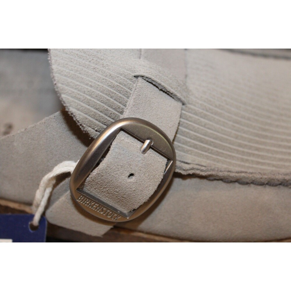 BIRKENSTOCK WOMEN SUEDE BUCKLEY CORDUROY SANDALS NIB EU 42 US NARROW STONE - Picture 2 of 6